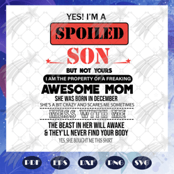 I am A Spoiled Son Svg, Awesome Mom She Was Born In December Svg, Mom Born In December Svg, Birthday svg, Mothers day sv
