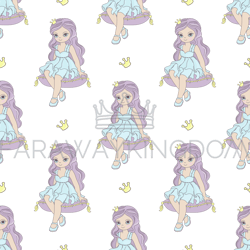 pillow princess girl seamless pattern vector illustration
