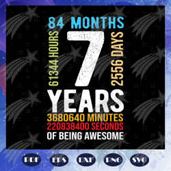 kids 7th birthday, 7 years old vintage, retro 84 months, gift for kid, birthday gift, happy birthday svg, birthday party