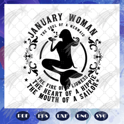 january woman the soul of a mermaid, born in january, january birthday, january birthday logo, birthday gift, woman gift