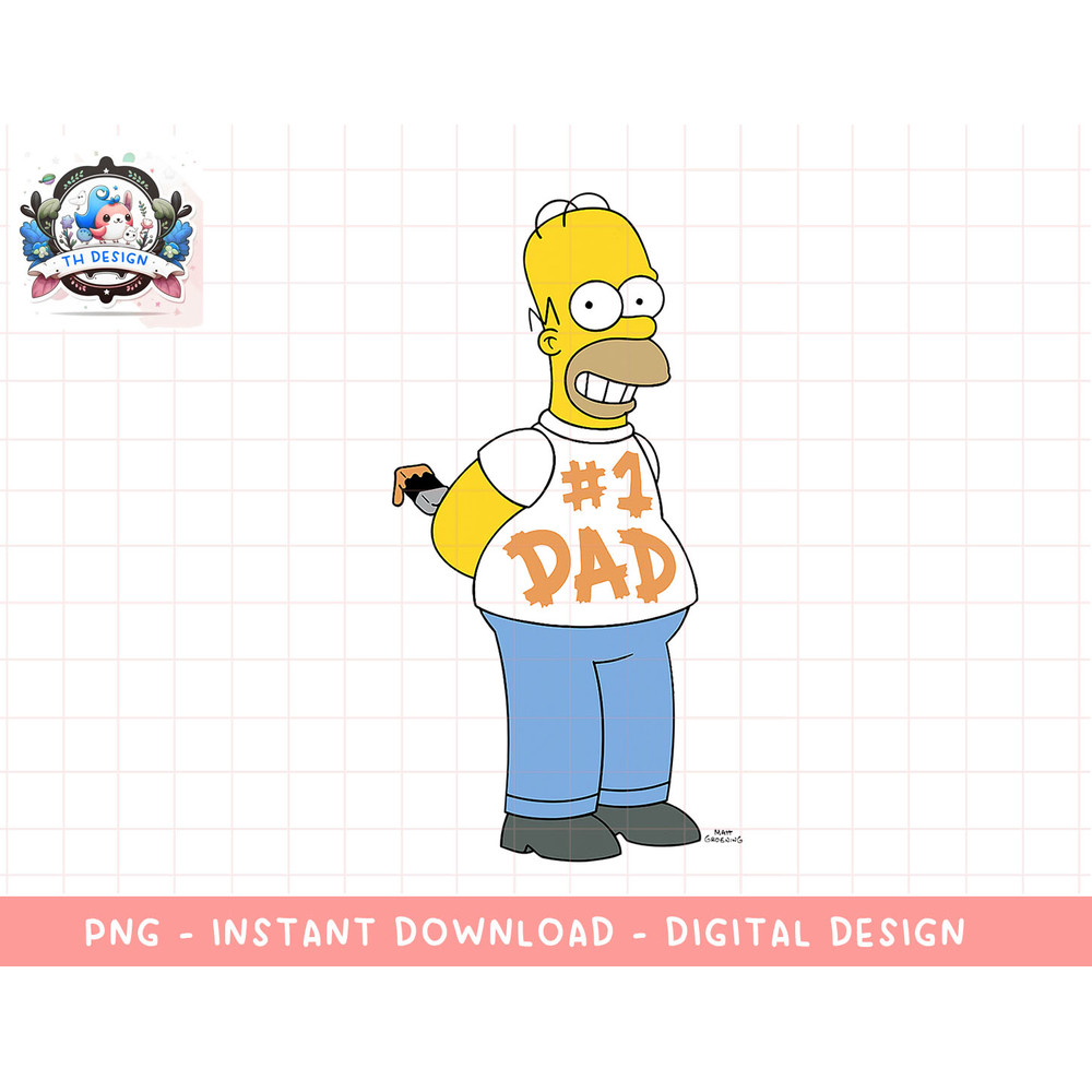 The Simpsons Homer Number 1 Dad Fathers Day png, sublimation.jpg