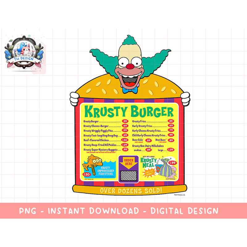 The Simpsons Krusty the Clown Krusty Burger Menu png, sublimation.jpg