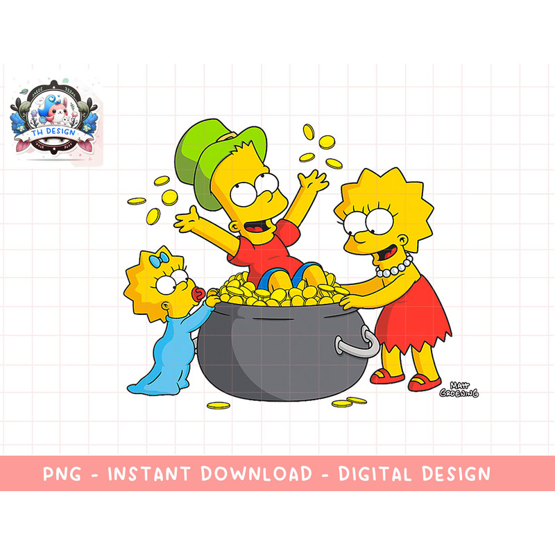 The Simpsons Lisa Bart Maggie Pot of Gold St. Patrick’s Day png, sublimation.jpg