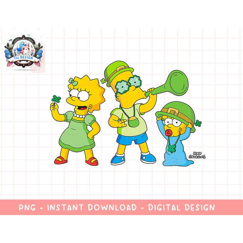 The Simpsons Lisa Bart Maggie St. Patrick’s Day png, sublimation.jpg