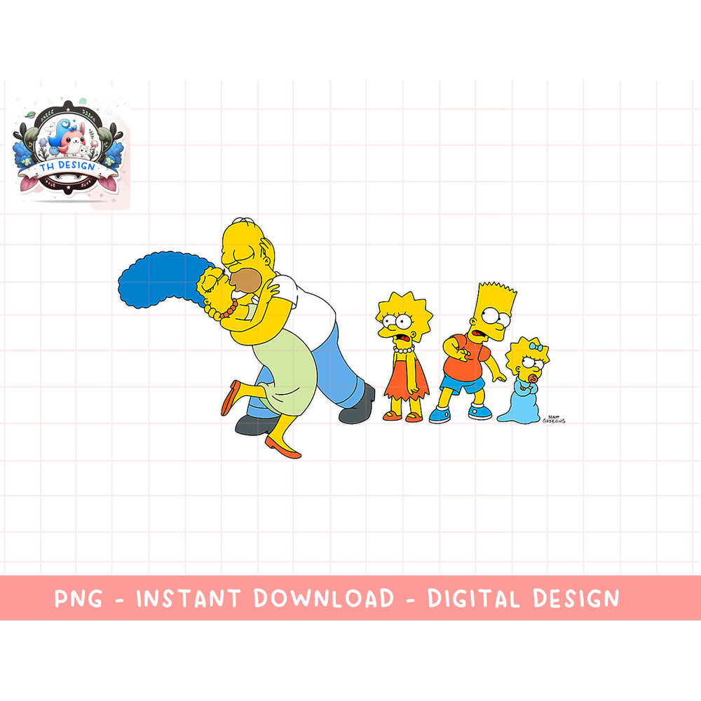 The Simpsons Marge Homer Bart Lisa Maggie Kiss png, sublimation.jpg