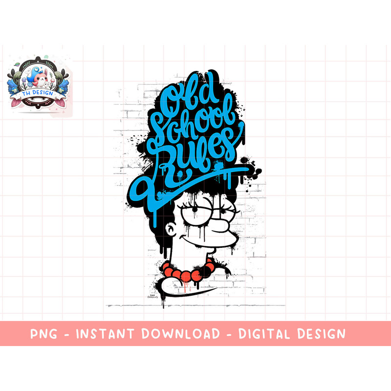 The Simpsons Marge Old School Rules Graffiti png, sublimation.jpg