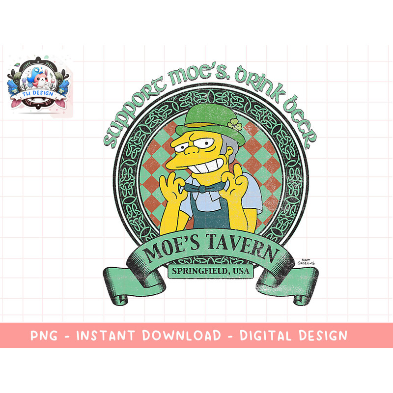 The Simpsons St. Patricks Day Support Moes, Drink Beer png, sublimation.jpg
