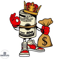 money roll king crown svg, cash crown svg, hip hop svg