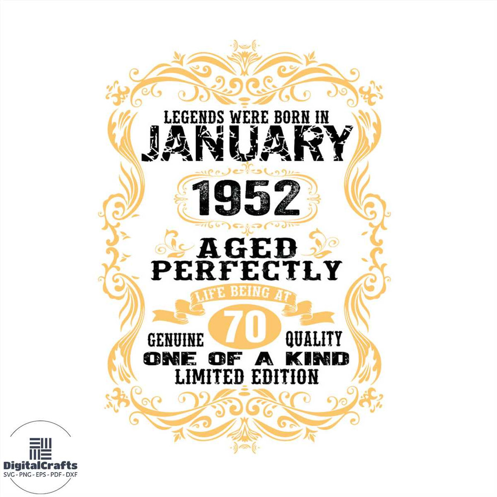 Legent Were Born In January 1952 Aged Perfectly 70 SVG PNG