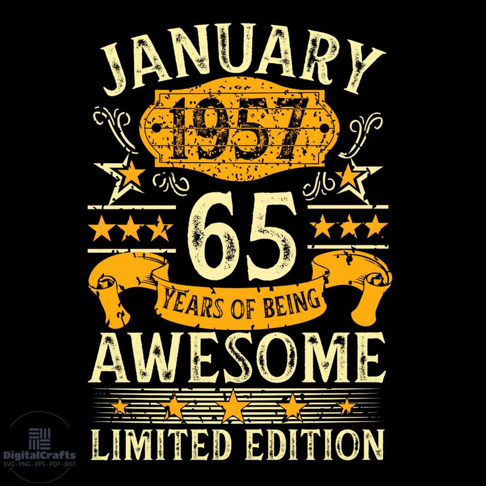 January 1975 65 Years Of Being Awesome Limited Edition SVG PNG