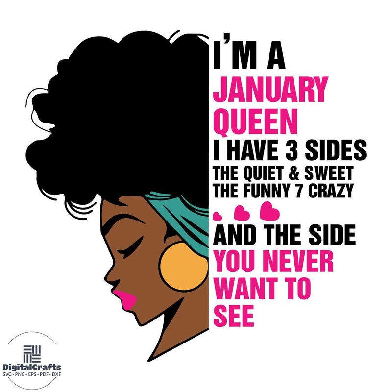 I Am A January Queen Birthday I Have 3 Sides Svg Birthday Svg Black Girl January