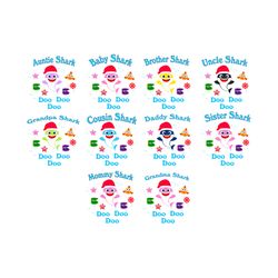 baby shark svg, baby shark christmas, baby shark birthday, baby shark family, baby shark svg, png, eps, dxf, pdf, cut fi