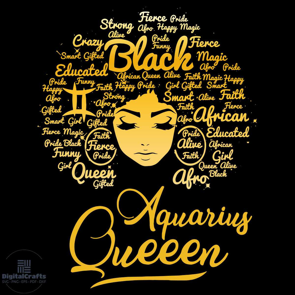 Aquarius Queen Birthday Svg Black Queen Svg Zodiac Svg