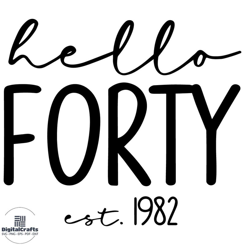Hello Forty SVG Hello 40 svg Established 1982 svg Est 1982 Svg Forty Birthday Svg