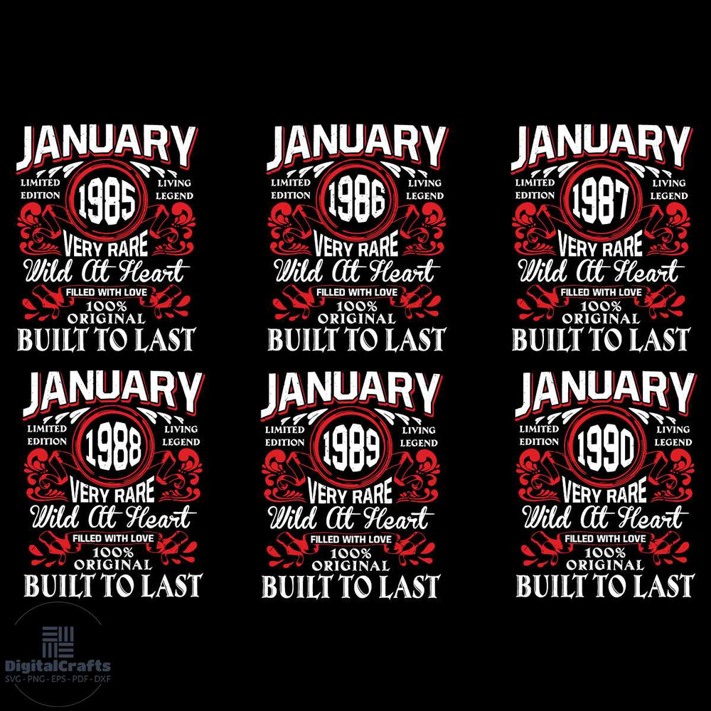 January Bundle 19851990 Birthday Svg January Svg Happy Birthday Svg