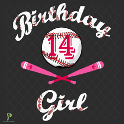 baseball 14th birthday girl svg, birthday svg, 1