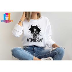 wednesday addams sweatshirt, trendy shirt, umbrella shirt, wednesday shirt, addams family shirt, horror shirt, movie shi