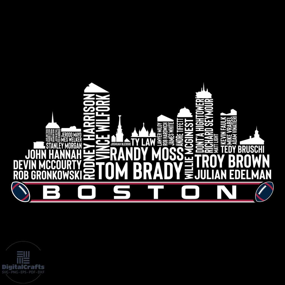 Boston Football City Skyline Svg Boston City Svg