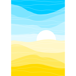 Minimalist Landscape Print Art Yellow Field Blue Sky Flat Digital Interior Painting