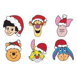 winnie the pooh and friends santa hat bundle cutting file