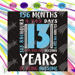 13 years of being awesome svg, 156 months svg, 13