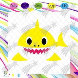 yelloow baby shark smiling svg, trending svg, sha