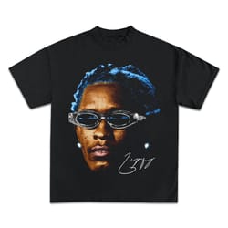 young thug t-shirt | rap tee concert merch free thugger slime season | blue rare hip hop graphic print gunna kanye