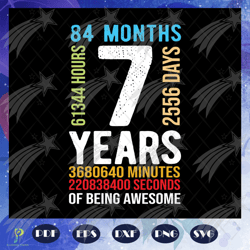 kids 7th birthday, 7 years old vintage, retro 84