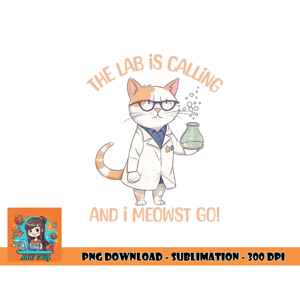 Girls Lab Calling Science Funny Lab Cat Laboratory Chemistry png, digital download copy.jpg
