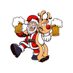 drunk santa claus and reindeer ho ho hold my beer christmas svg