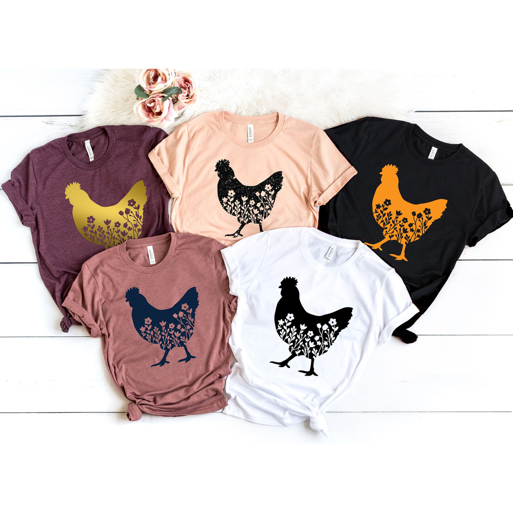 Floral Chicken Shirt, Chicken Shirt, Farm Shirt, Chicken Lover Shirt, Women's Chicken Shirt, Farm Tees, Chicken Whisperer, Farm Girl Shirt - 1.jpg