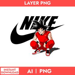 son goku x nike png, son goku png, nike logo png, anime nike png, ai digital file