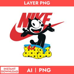 felix the cat nike png, nike logo png, felix the cat png, ai digital file