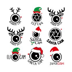santa cam svg bundle, christmas ornament, reindeer cam, elf cam, reindeer watch, christmas tree decor svg