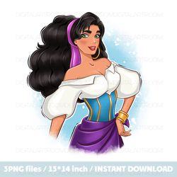 Esmeralda Cartoon character Clipart Png Sublimation design