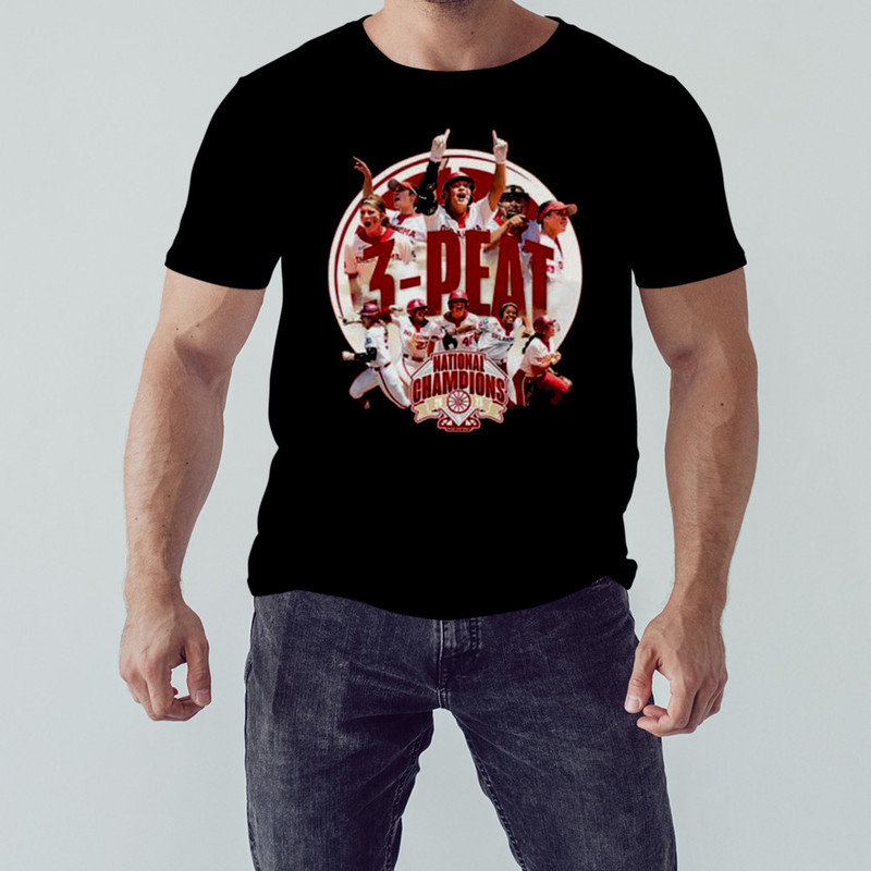2023 Softball Champions 3 Peat Oklahoma Sooners Red Design Hoodie T-Shirt, Unisex Clothing, Shirt For Men Women