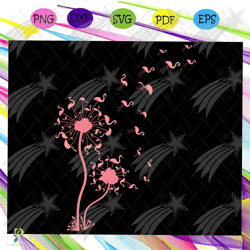 dandelion flower flamingo, flamingo svg, flamingo