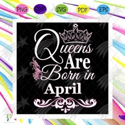 queens are born in april svg, birthday svg, april