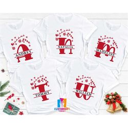 personalized christmas t-shirt, cute christmas shirt, custom name shirt, family matching shirts, christmas party shirt,