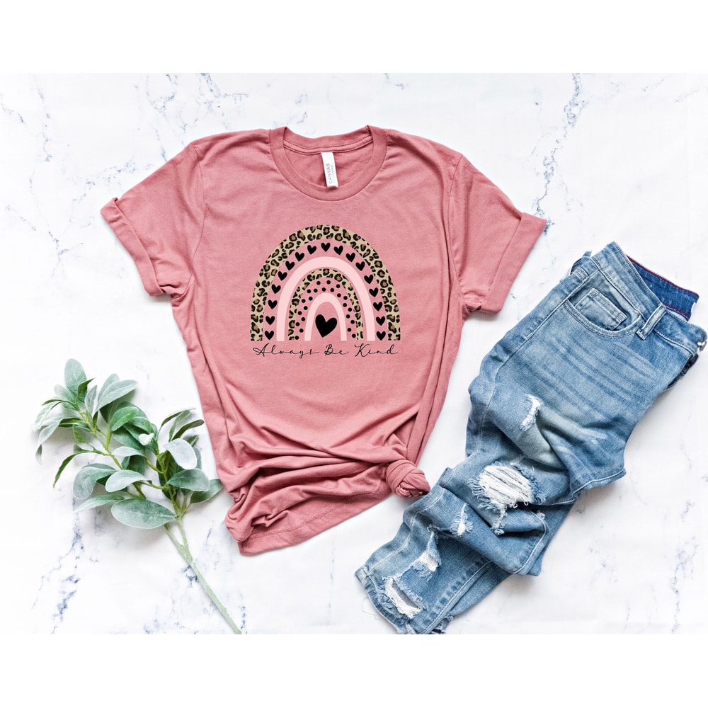 Kindness Rainbow Shirt,Leopard Rainbow Shirt,Matching Valentines Couples,Heart Rainbow Valentines Shirt,Christian Shirt,Be Kind Shirt - 1.jpg