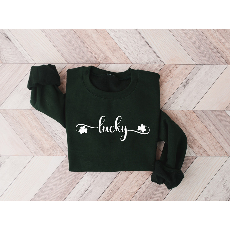Lucky Sweatshirt, Clover Sweatshirt, St Patricks Day Sweatshirt, Saint Patrick's Pullover, Lucky Sweater, Clovers, Simple Holiday Sweater - 1.jpg