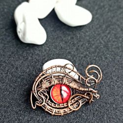 copper pendant in the form of a dragon's eye, gift for a girl