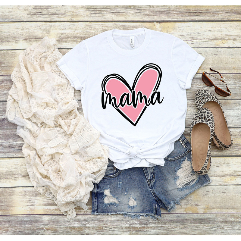 Mama Shirt, Mama Heart Shirt, Mothers Day Gift, Custom Shirt for Mothers, Mom T shirt, Mommy Tee, Mom Personalization Gift, New Mommy Gift - 1.jpg