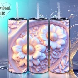3d  flowers tumbler wrap sublimation design 20oz tumbler