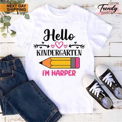 custom kindergarten shirt for toddler girl, kindergarten gift girl, kids name shirt, personalized kindergarten shirt, ba