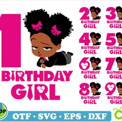 african american boss baby birthday girl svg, birthday boss baby girl svg number, afro boss baby girl svg png