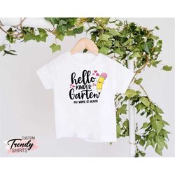 girls kindergarten shirts, custom kindergarten outfit, back to school gift for kids, hello kindergarten shirt, first day
