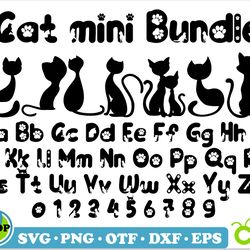cat svg bundle | cat font svg cricut, cat paw font, cat silhouette svg, cat font svg, cat letters svg, cat font ttf