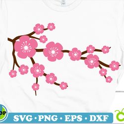 sakura blossom svg, cherry blossom svg, japan sakura svg, cherry blossom png, pink flower tree branch svg flower petal