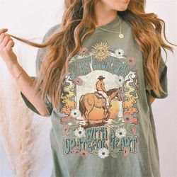desert cowboy t-shirt, color comfort country cowgirl shirt, funny tee, graphic tees, oversized print, dtg print, boho, v